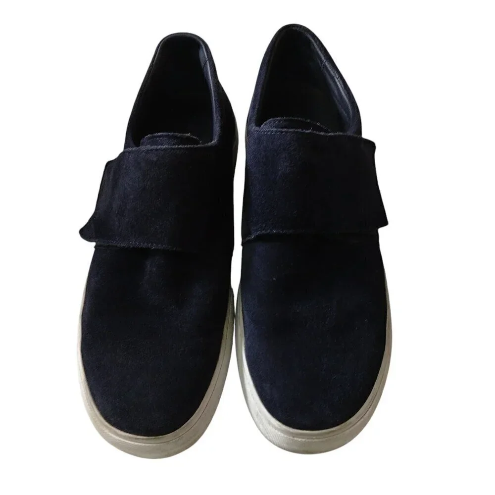 Vince Women's Size 8.5M Blue Suede Sneakers Fashion Tennis Hook Loop Closure
